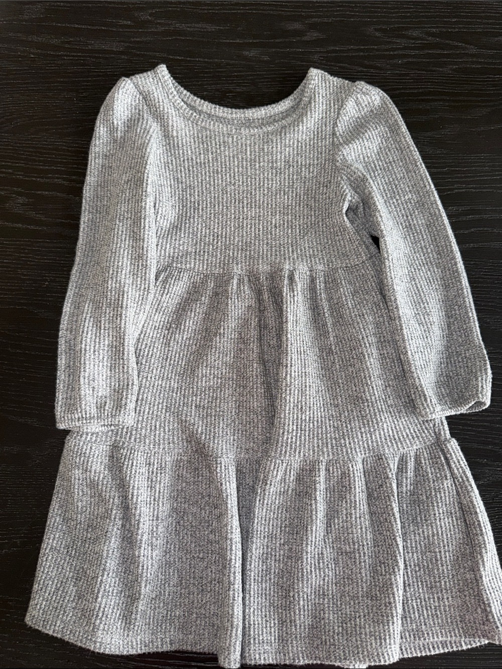 Cat & Jack Gray Ribbed Long-Sleeve Tiered Knit Dress